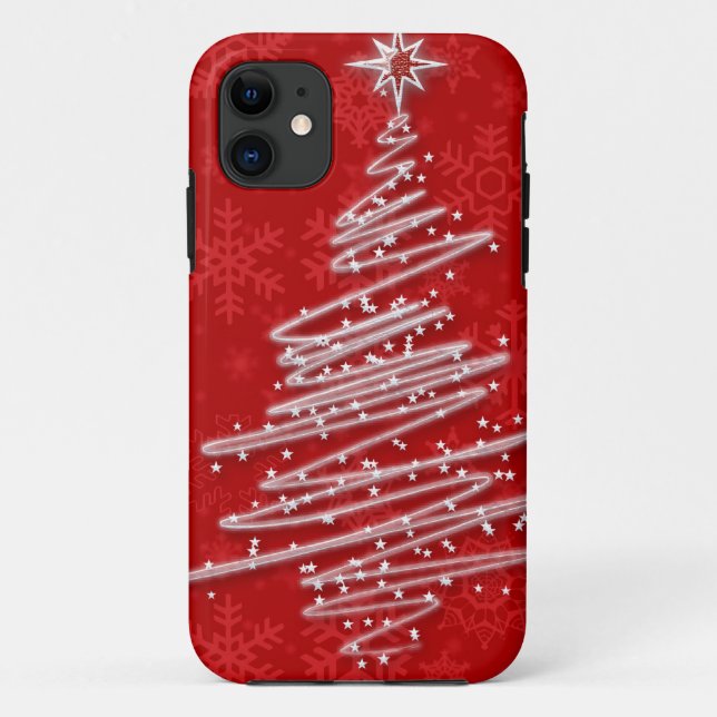Funda De Case-Mate Para iPhone Árbol de navidad garabateado (Reverso)