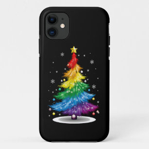 Funda Para iPhone 11 Árbol de Navidad Gay LGBT Orgullo Arcoíris Feliz N