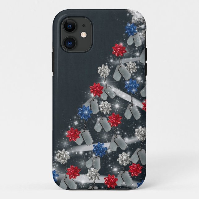Funda De Case-Mate Para iPhone árbol de Navidad militar (Reverso)