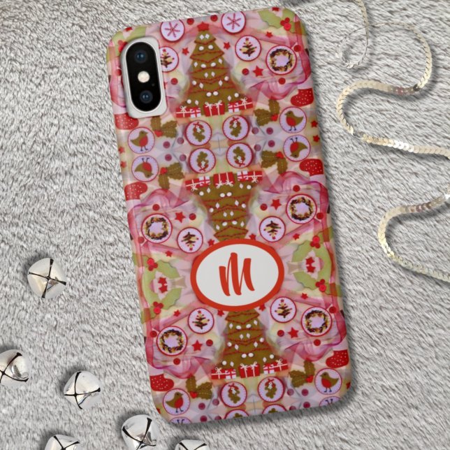 Funda De Case-Mate Para iPhone Árbol de Navidad monograma (Subido por el creador)