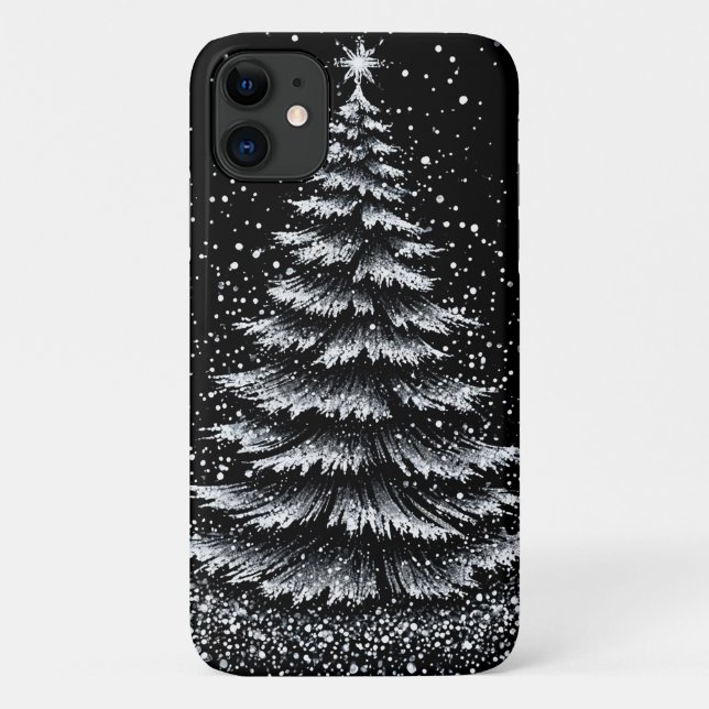 Funda De Case-Mate Para iPhone Árbol de Navidad plateado (Reverso)