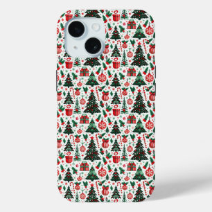 Funda Para iPhone 15 Árbol de Navidad, regalos, caramelos