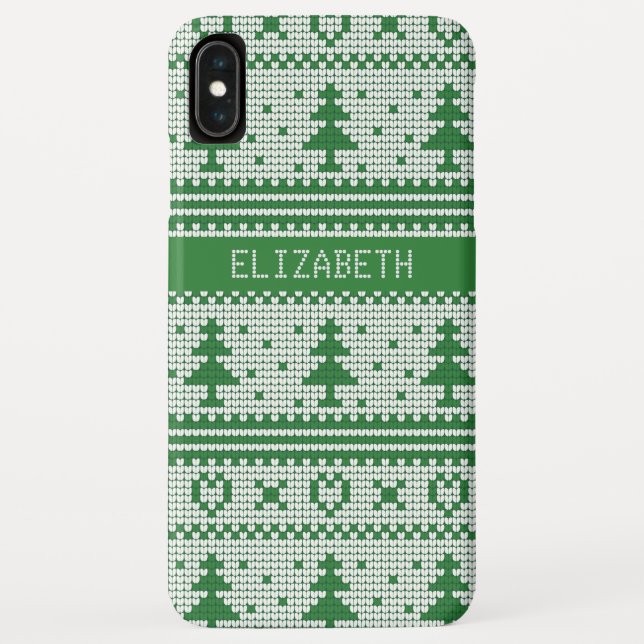 Funda De Case-Mate Para iPhone Árbol de Navidad verde dulce personalizado (Reverso)