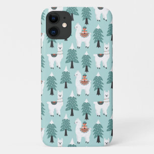 Funda Para iPhone 11 Árbol de Navidad y tierno patrón de lama