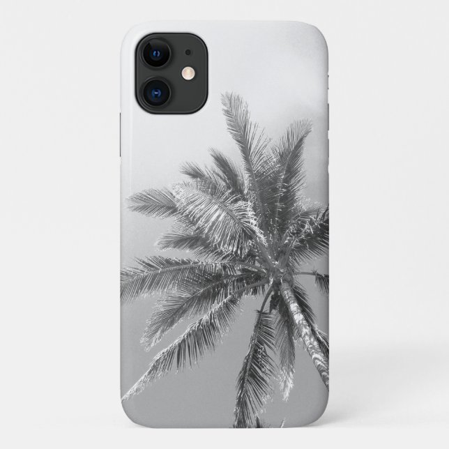 Funda De Case-Mate Para iPhone Árbol de palma blanco y negro (Reverso)