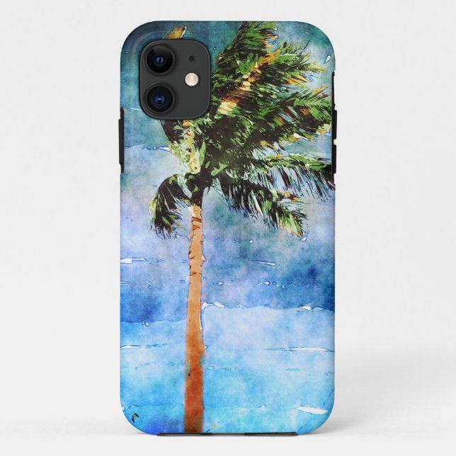 Funda De Case-Mate Para iPhone Árbol De Palma En Una Tormenta Tropical (Reverso)
