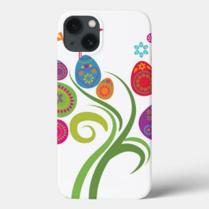 Funda Para iPhone 13 Árbol de Pascua con los huevos y las flores