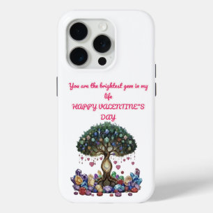 Funda Para iPhone 15 Pro Árbol de Piedras Preciosas Feliz día de San Valent
