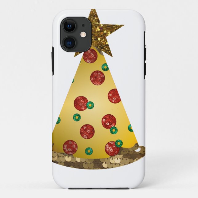 Funda De Case-Mate Para iPhone Árbol de purpurinas de pizza (Reverso)