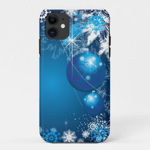 Funda Para iPhone 11 Árbol del azul del ornamento de los copos de niev