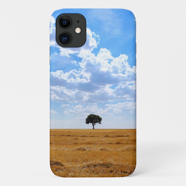 Funda De Case-Mate Para iPhone Árbol en un campo de trigo cosechado (Reverso)