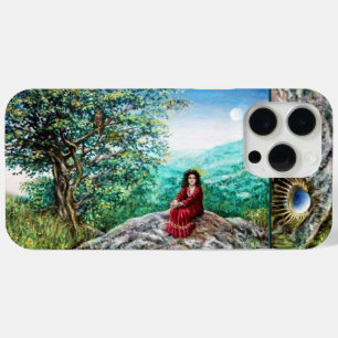 Funda Para iPhone 15 Pro Max ÁRBOL MAGIC / Amanecer en la madera y Dama en rojo