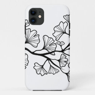 Funda Para iPhone 11 árbol negro del ginkgo con las hojas