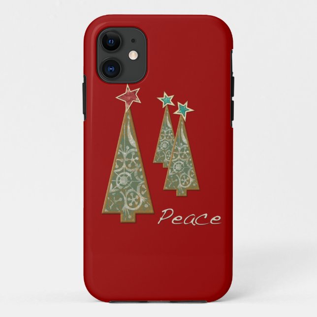 Funda De Case-Mate Para iPhone Árbol-Paz/rojo del navidad (Reverso)