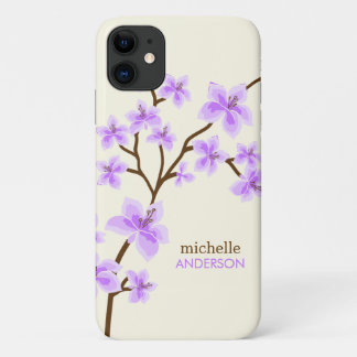 Funda Para iPhone 11 Árbol púrpura de las flores de cerezo