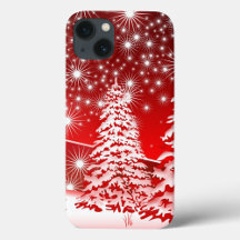 Árbol rojo con nieve