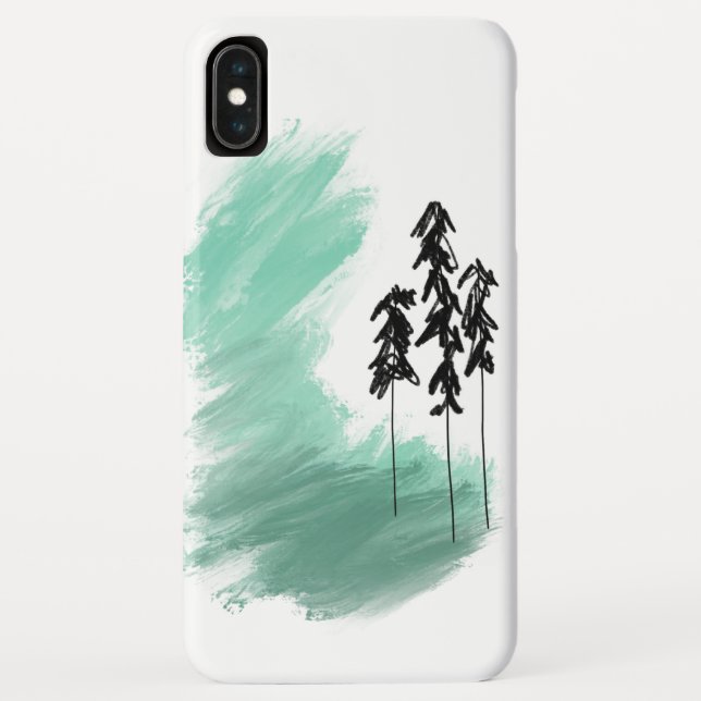Funda De Case-Mate Para iPhone Árbol verde escandinavo arte simple menta moderna (Reverso)