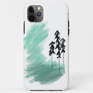 Funda Para iPhone 11 Pro Max Árbol verde escandinavo arte simple menta moderna