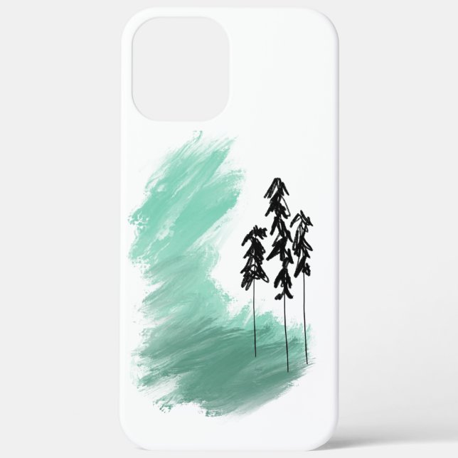 Funda De Case-Mate Para iPhone Árbol verde escandinavo arte simple menta moderna (Reverso )