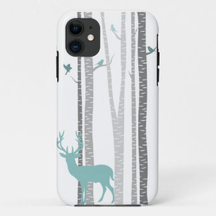 Funda Para iPhone 11 Árboles bircos con ciervos