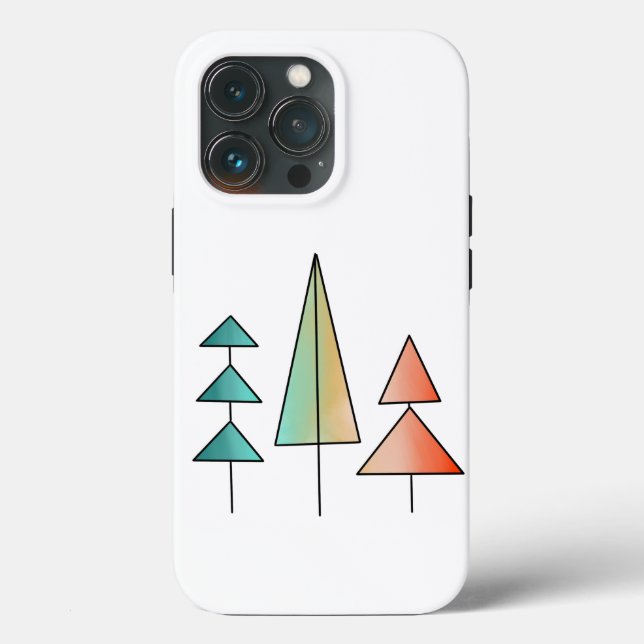 Funda De Case-Mate Para iPhone árboles de arcoíris modernos de mediados de siglo  (Reverso )