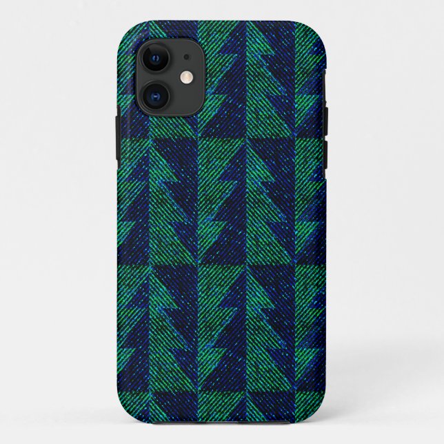 Funda De Case-Mate Para iPhone Árboles de Navidad azules y verdes. (Reverso)