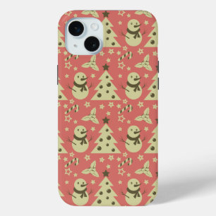 Funda Para iPhone 15 Mini Árboles de Navidad retro estrella de berry caramel