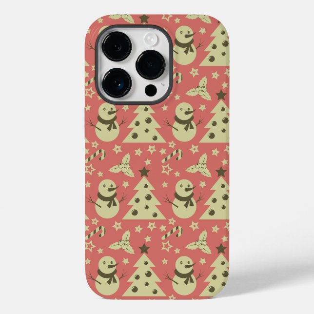 Funda De Case-Mate Para iPhone Árboles de Navidad retro estrella de berry caramel (Reverso )