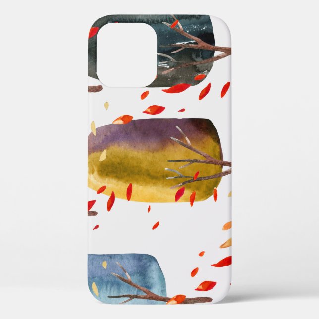Funda De Case-Mate Para iPhone Árboles de otoño: acuarela pintada a mano sin foco (Reverso )