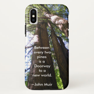 Funda Para iPhone X Árboles de secuoya con cita de muir