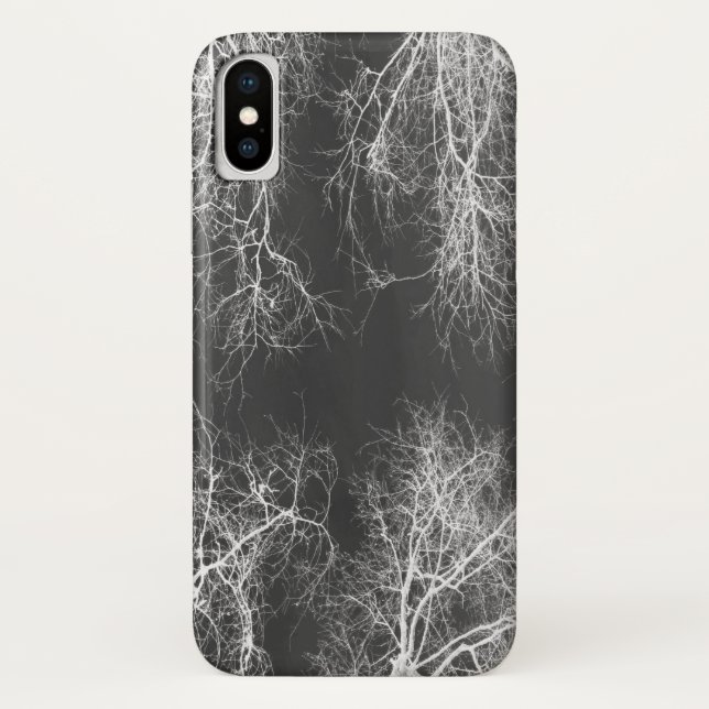 Funda De Case-Mate Para iPhone Árboles de silueta blanca y negra (Reverso)
