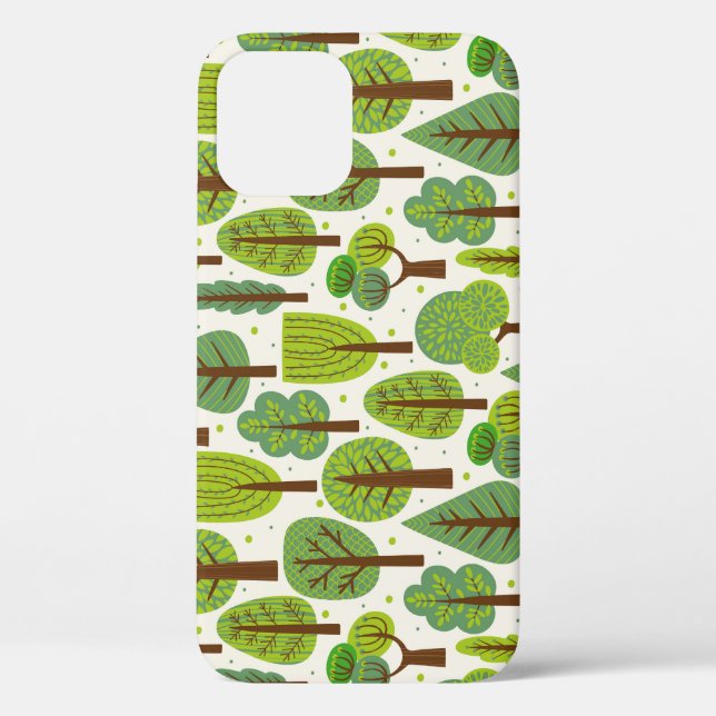 Funda De Case-Mate Para iPhone Árboles de verano: patrón verde sin foco (Reverso )