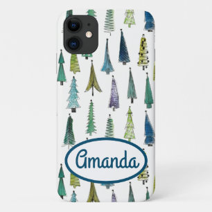 Funda Para iPhone 11 Árboles Evergreen de vacaciones de invierno