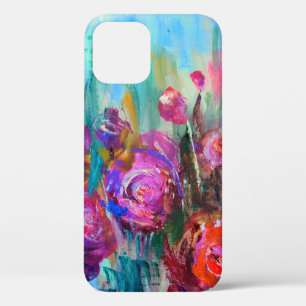 Funda Para iPhone 12 Arbusto de flores de peones, pinturas modernas, ac