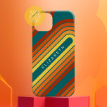 Funda Para iPhone 14 De Case-Mate Arco amarillo Naranja rojo de 70 líneas inspiradas<br><div class="desc">Diseño curvo bohemio con estribillo y formas circulares en tonos amarillo,  naranja y rojo ladrillo. Un diseño audaz pero mínimo con un área opcional para agregar texto.</div>