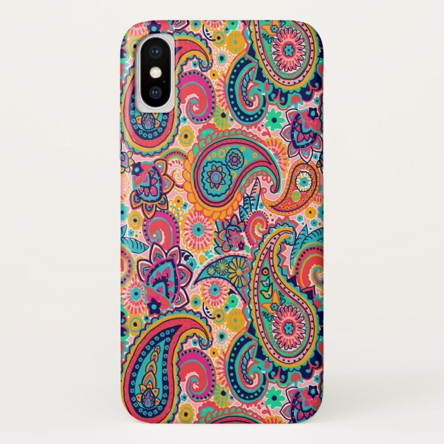 Funda De Case-Mate Para iPhone Arco iris brillante Paisley (Reverso)