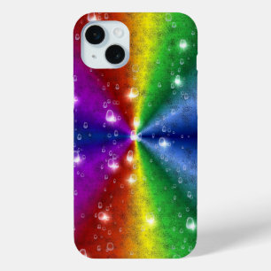 Funda Para iPhone 15 Mini arco iris en elefante leatheroptik piel , gotas de
