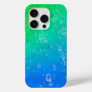 Funda Para iPhone 15 Pro Arcoíris azul verde en Óptica de Cuero Piel de Ele