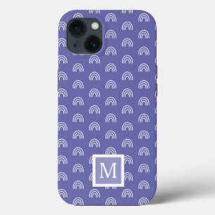 Funda Para iPhone 13 Arcoiris blanco monograma de moda