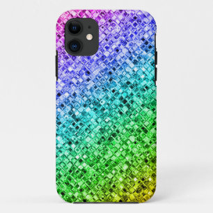 Funda Para iPhone 11 Arcoíris Brillante Purpura Turquesa Glamour