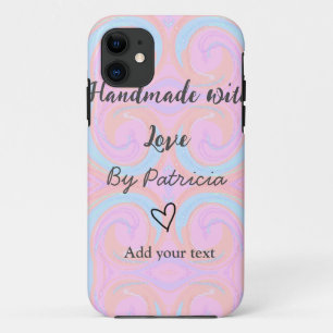 Funda Para iPhone 11 Arcoíris brillo hecho a mano con amor agregar text