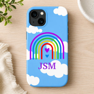 Funda Para iPhone 13 Arcoiris colorido con cielo azul y nubes