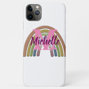 Funda Para iPhone 11 Pro Max Arcoiris con falso papel rústico Textura Nombre pe