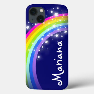 Funda Para iPhone 13 Arcoiris con nombre en caso de ipad de marina