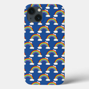 Funda Para iPhone 13 Arcoiris con nubes blancas