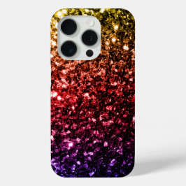Funda Para iPhone 15 Pro Arcoíris de colores brillo falso destellos brillo 