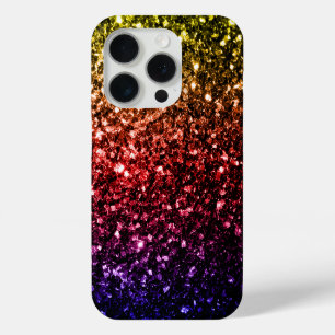 Funda Para iPhone 15 Pro Arcoíris de colores brillo falso destellos brillo 