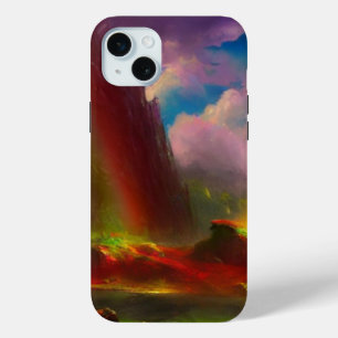 Funda Para iPhone 15 Mini Arcoiris doble sobre acantilado dramático