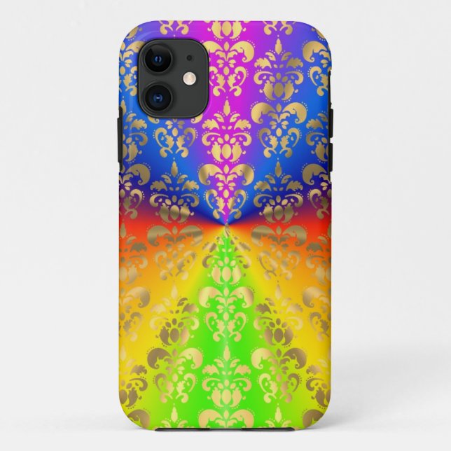 Funda De Case-Mate Para iPhone Arcoíris dorado damasco (Reverso)