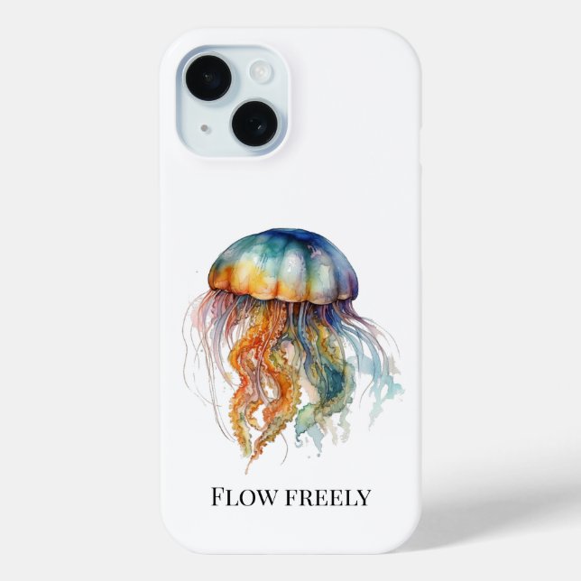 Funda De Case-Mate Para iPhone Arcoiris marea medusa: Arte acuarela (Reverso )